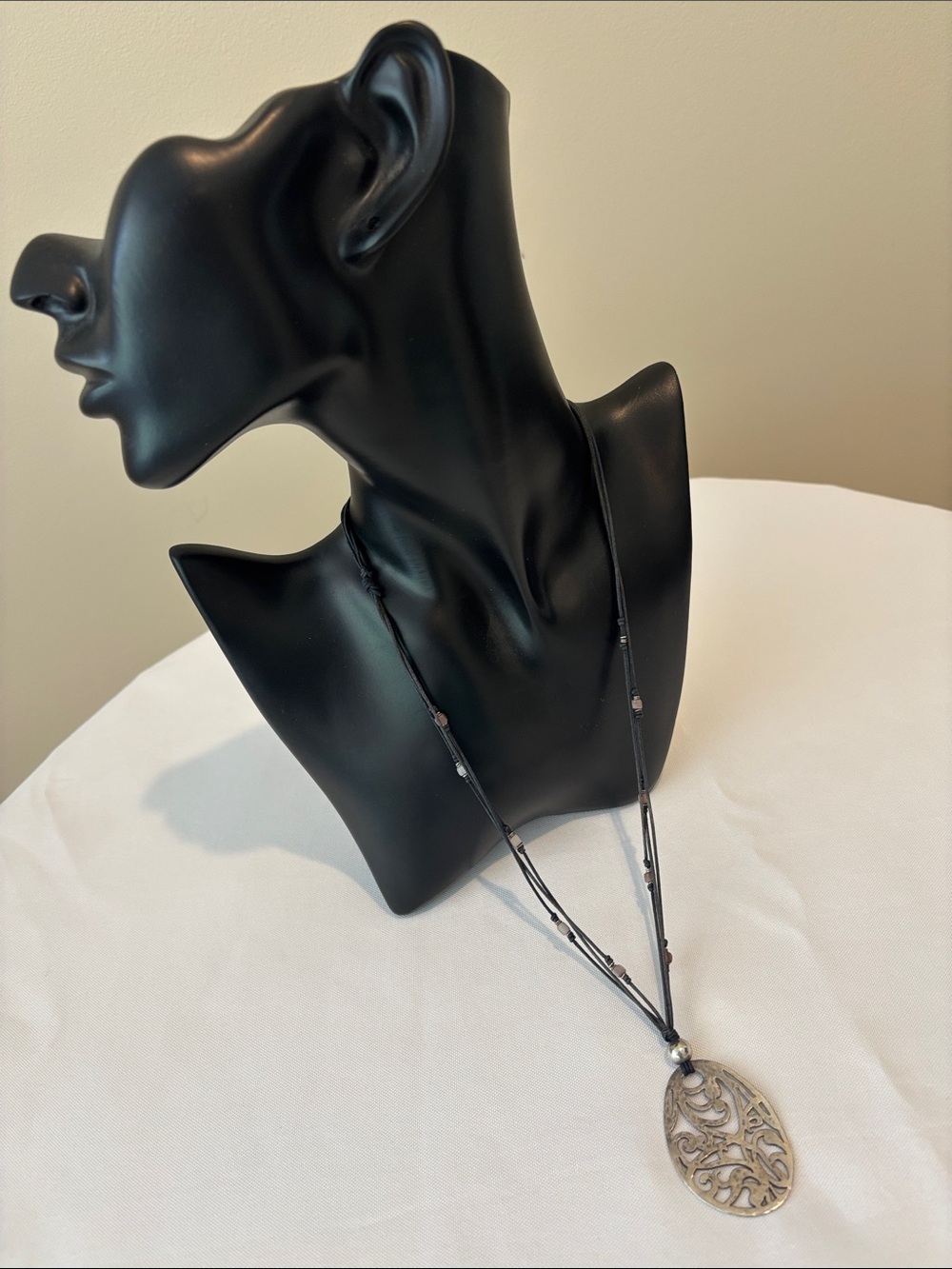 Vintage Sterling Silver Silpada Black Multi-Strand Filigree Pendant Necklace